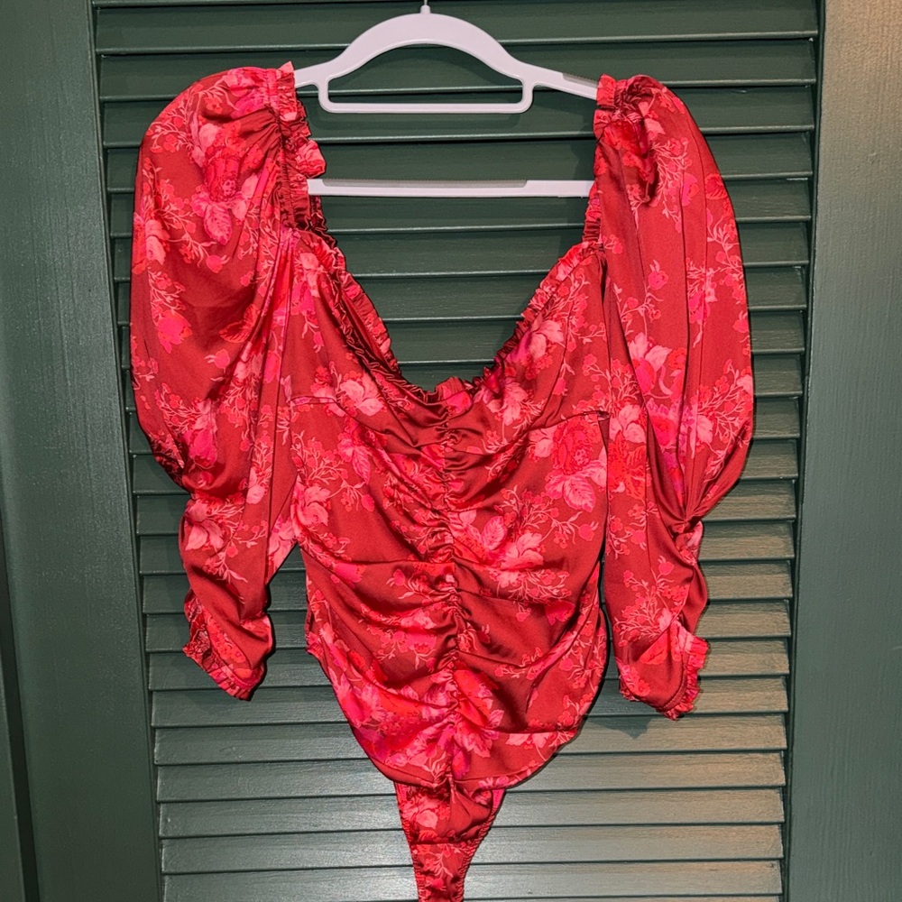 For Love And Lemons Red Floral Top
